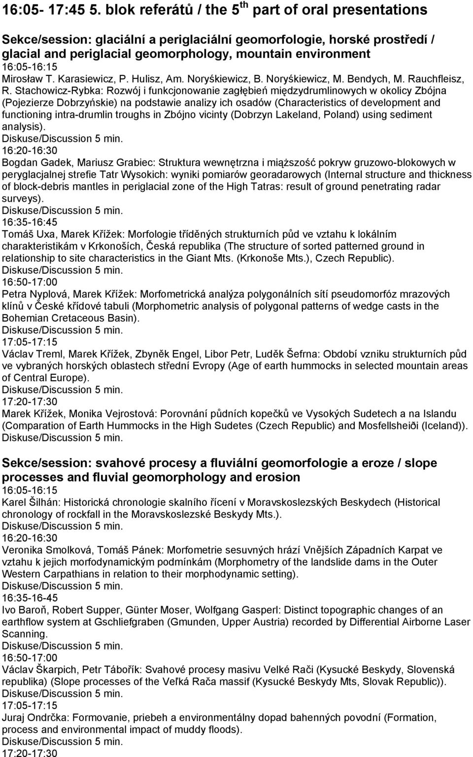 Mirosław T. Karasiewicz, P. Hulisz, Am. Noryśkiewicz, B. Noryśkiewicz, M. Bendych, M. Rauchfleisz, R.