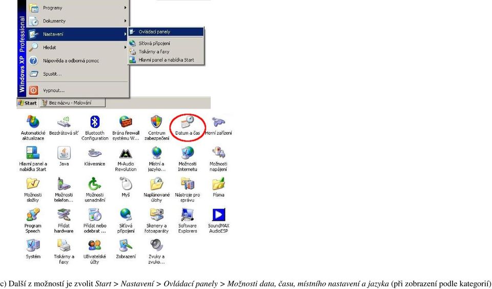 Možnosti data, asu, místního