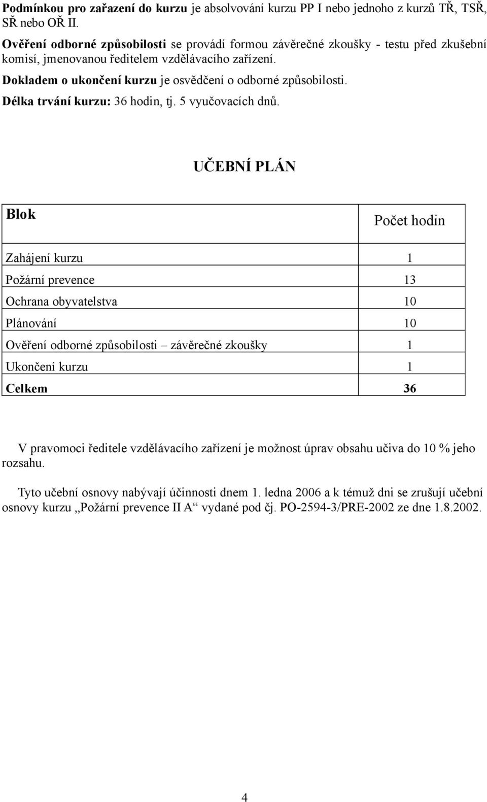 Dokladem o ukončení kurzu je osvědčení o odborné způsobilosti. Délka trvání kurzu: 36 hodin, tj. 5 vyučovacích dnů.