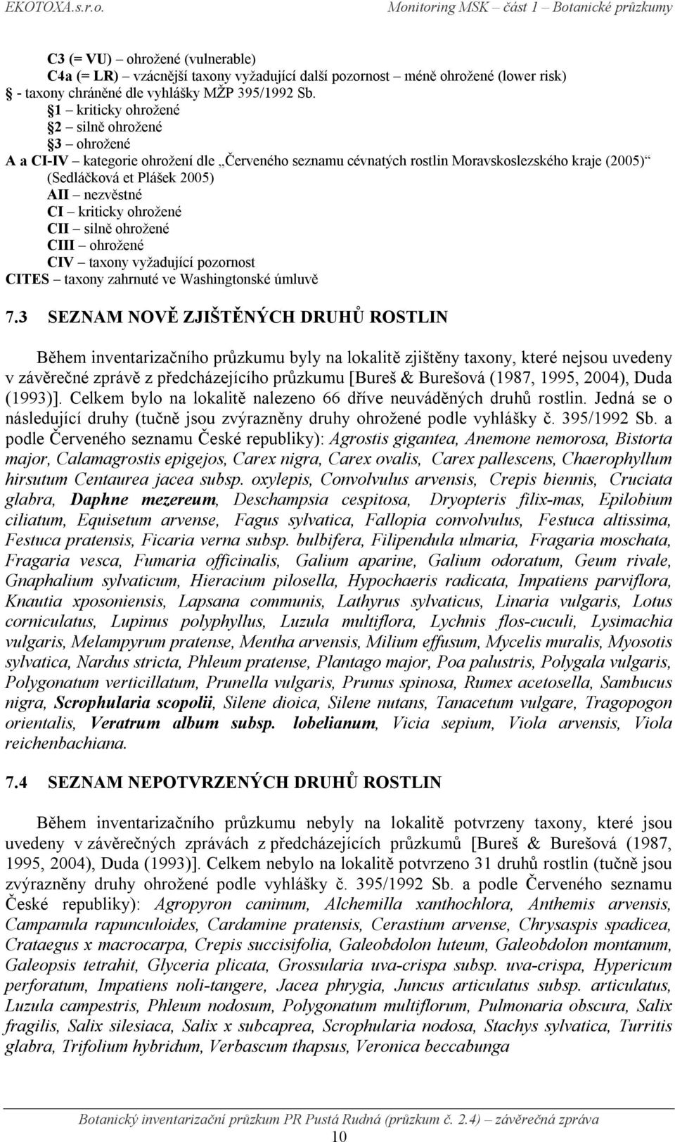 kriticky ohrožené CII silně ohrožené CIII ohrožené CIV taxony vyžadující pozornost CITES taxony zahrnuté ve Washingtonské úmluvě 7.
