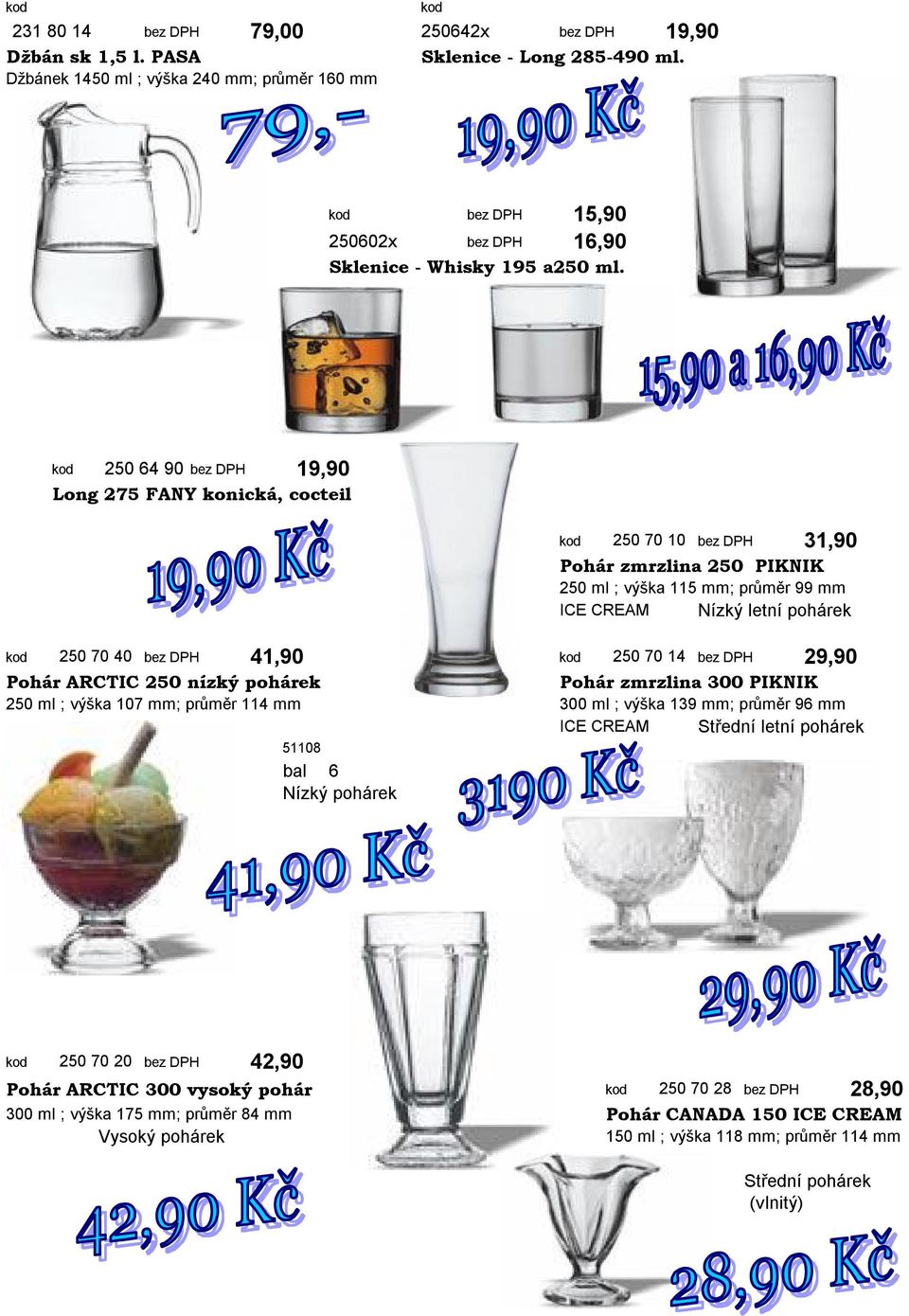 250 64 90 bez DPH 19,90 Long 275 FANY konická, cocteil bez DPH Pohár zmrzlina 250 PIKNIK 250 ml ; výška 115 mm; průměr 99 mm ICE CREAM Nízký letní pohárek 250 70 40 bez DPH 41,90 250 70 14 bez DPH