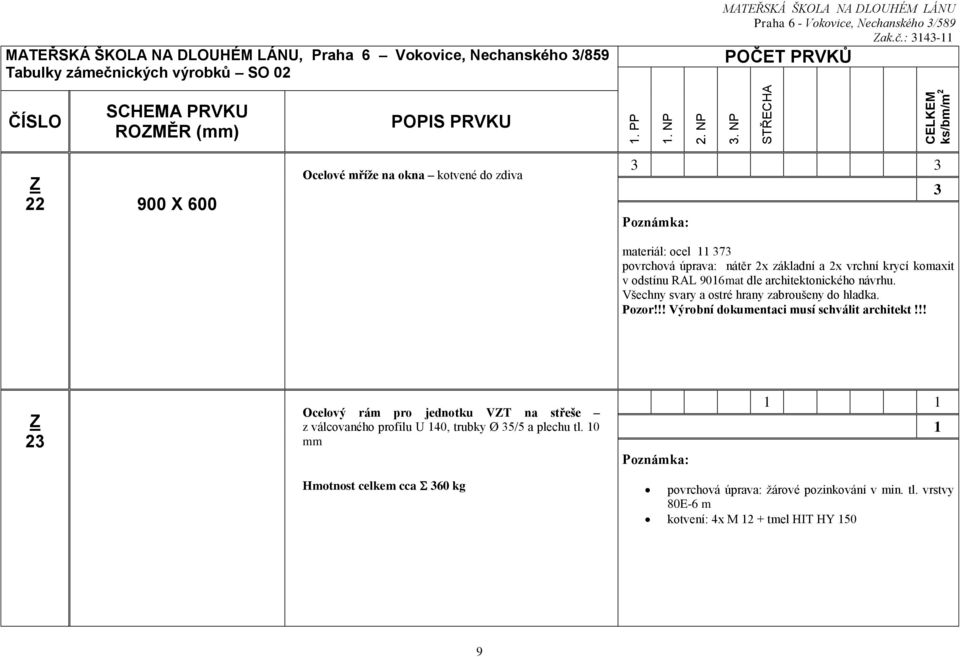 komaxit v odstínu RAL 906mat dle architektonického návrhu. Všechny svary a ostré hrany zabroušeny do hladka. Pozor!