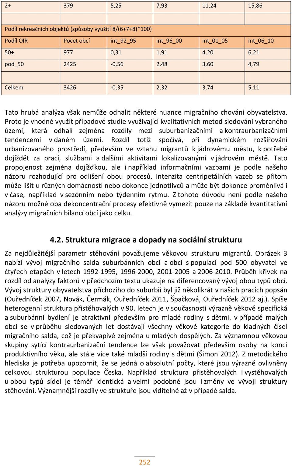 Proto je vhodné využít případové studie využívající kvalitativních metod sledování vybraného území, která odhalí zejména rozdíly mezi suburbanizačními a kontraurbanizačními tendencemi v daném území.