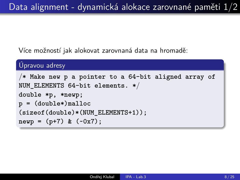 aligned array of NUM_ELEMENTS 64-bit elements.