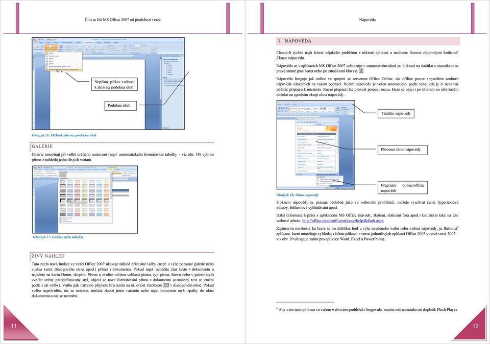 podokna úloh Nápověda funguje jak online ve spojení se serverem Office Online, tak offline pouze s využitím souborů nápovědy uložených na vašem počítači.