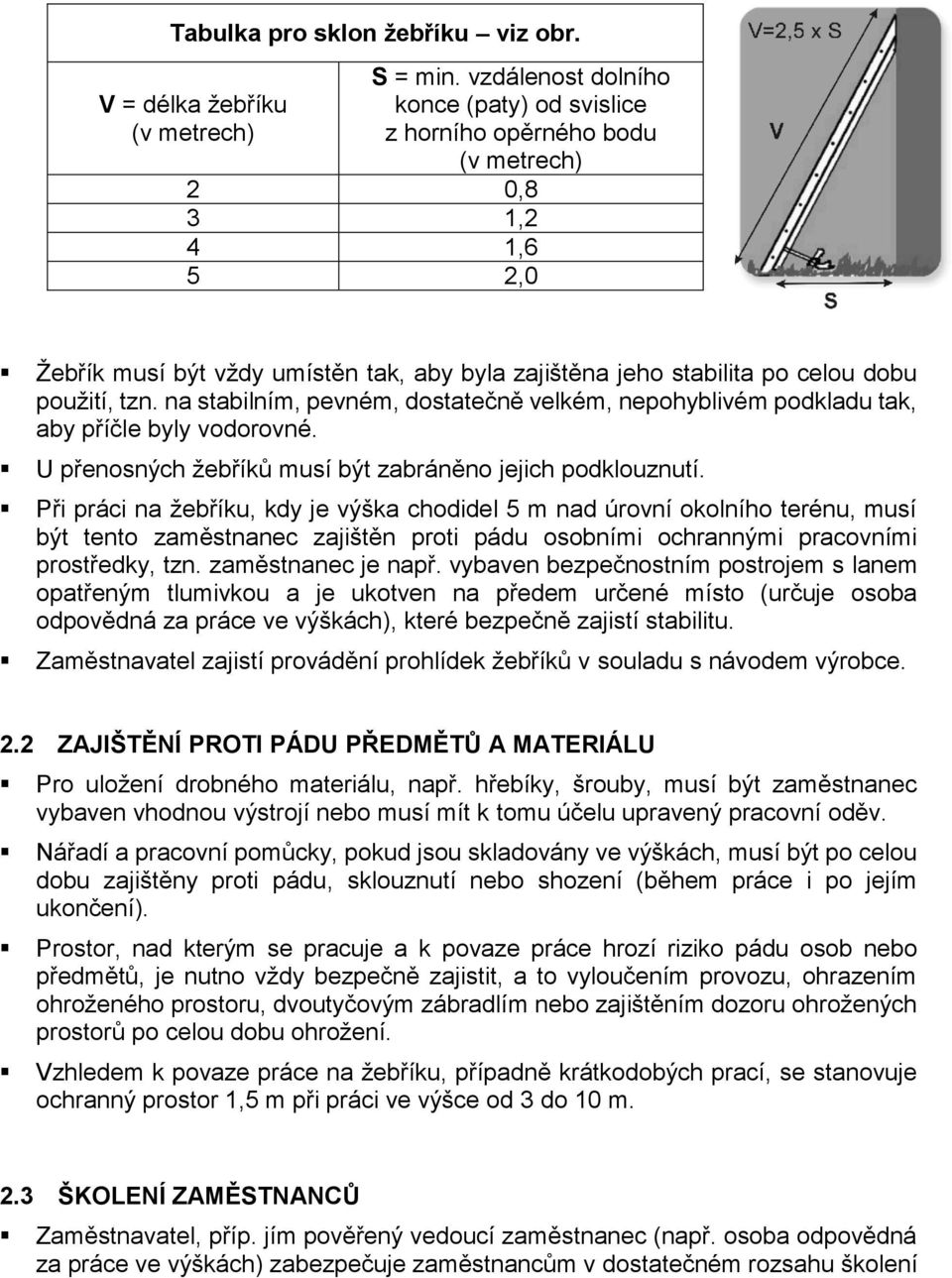 stabilita po celou dobu použití, tzn. na stabilním, pevném, dostatečně velkém, nepohyblivém podkladu tak, aby příčle byly vodorovné. U přenosných žebříků musí být zabráněno jejich podklouznutí.