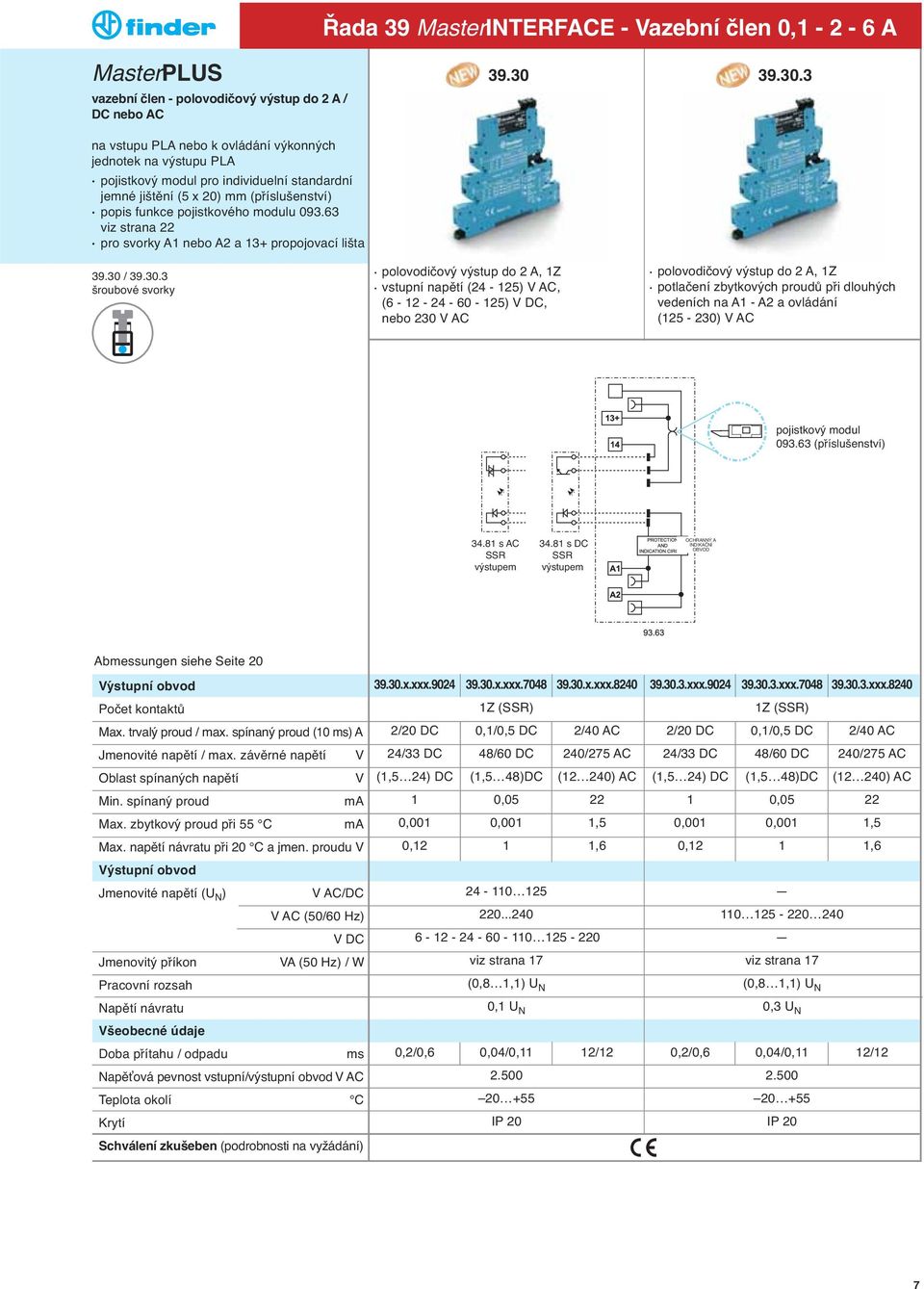 63 viz strana 22 pro svorky A1 nebo A2 a 13+ propojovací lišta 39.30 