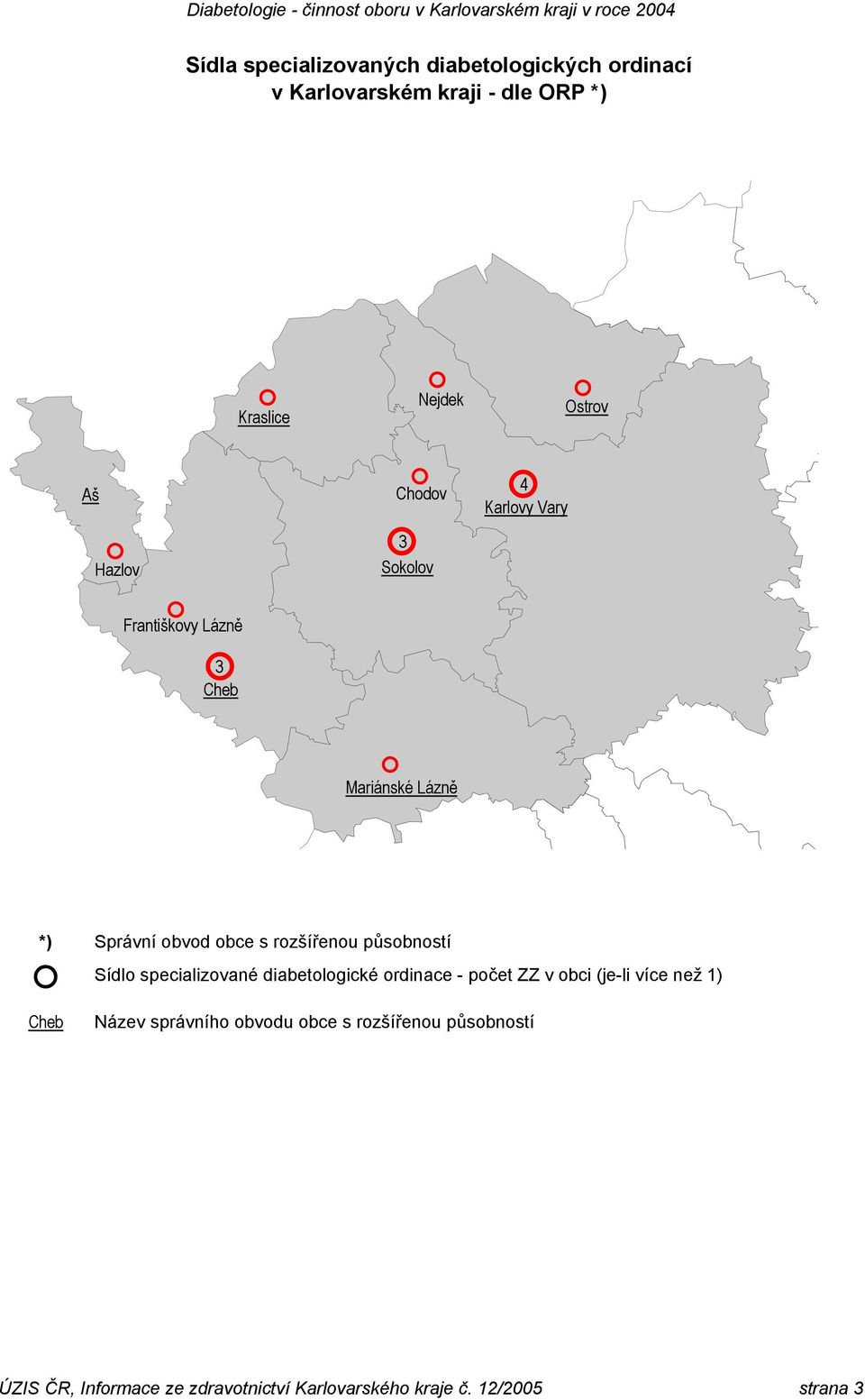 rozšířenou působností Sídlo specializované diabetologické ordinace - počet ZZ v obci (je-li více než 1 Cheb