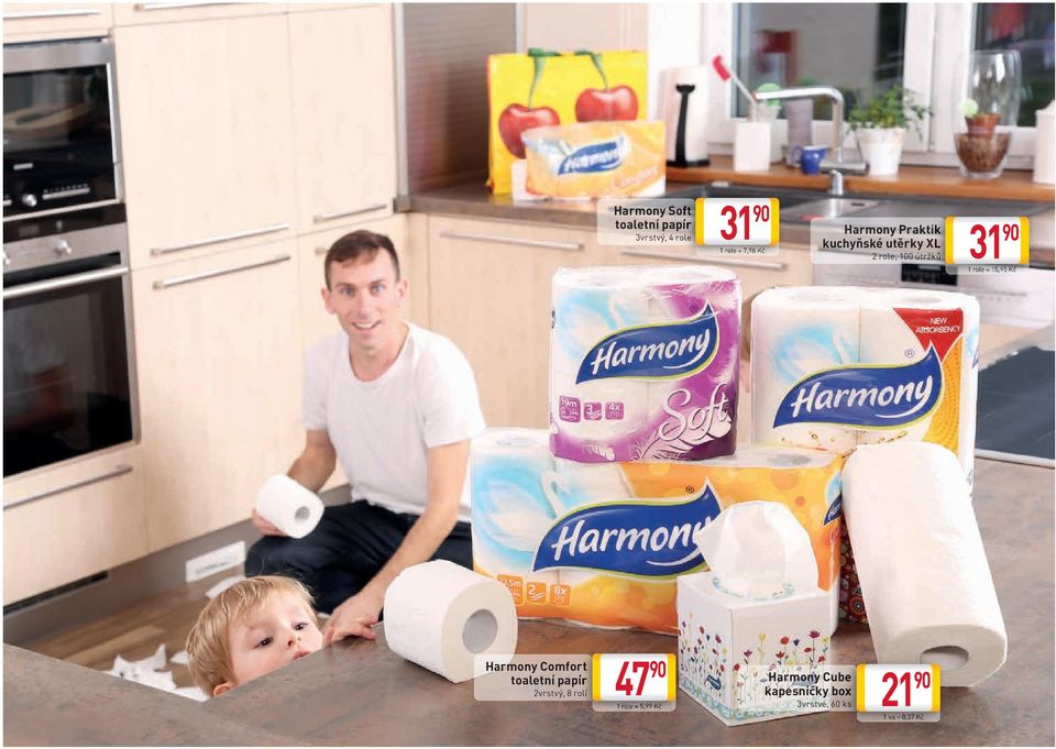 15,95 Kč Harmony Comfort toaletní papír 2vrstvý, 8 rolí 47 90 Harmony