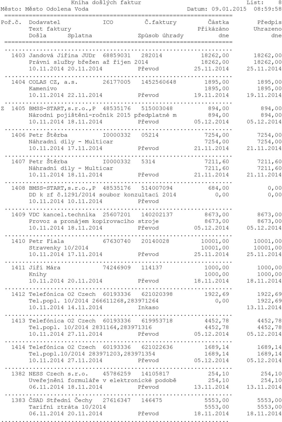 o.,P 48535176 515003048 894,00 894,00 Národní pojištění-ročník 2015 předplatné m 894,00 894,00 10.11.2014 18.11.2014 Převod 05.12.