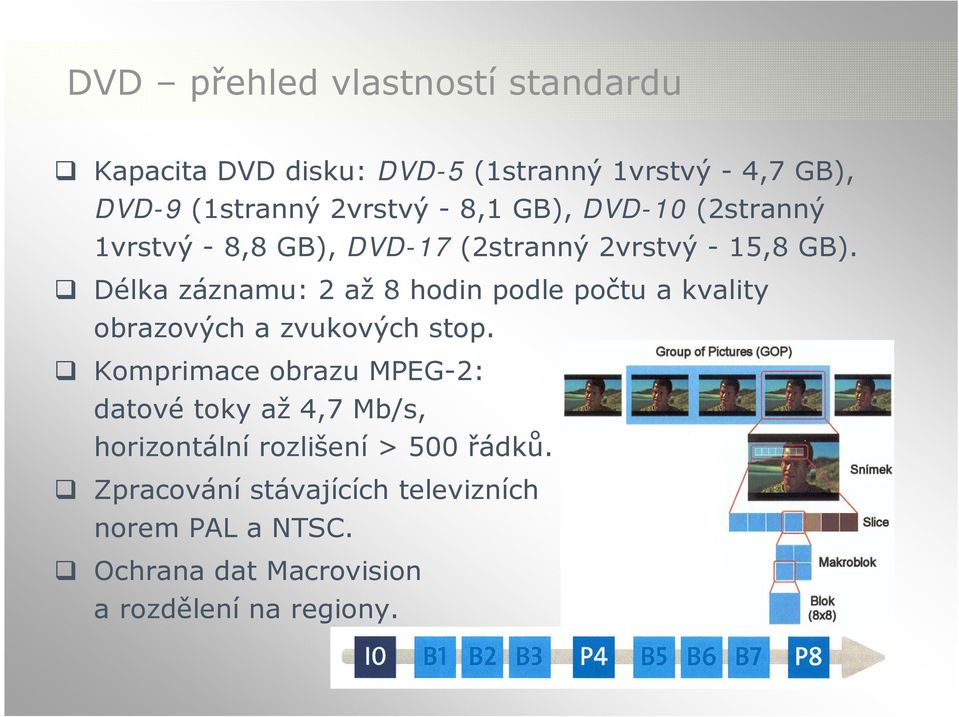 Délka záznamu: 2 až 8 hodin podle počtu a kvality obrazových a zvukových stop.