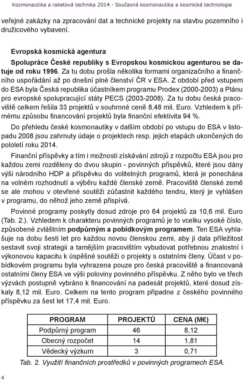 Za tu dobu prošla několika formami organizačního a finančního uspořádání až po dnešní plné členství ČR v ESA.
