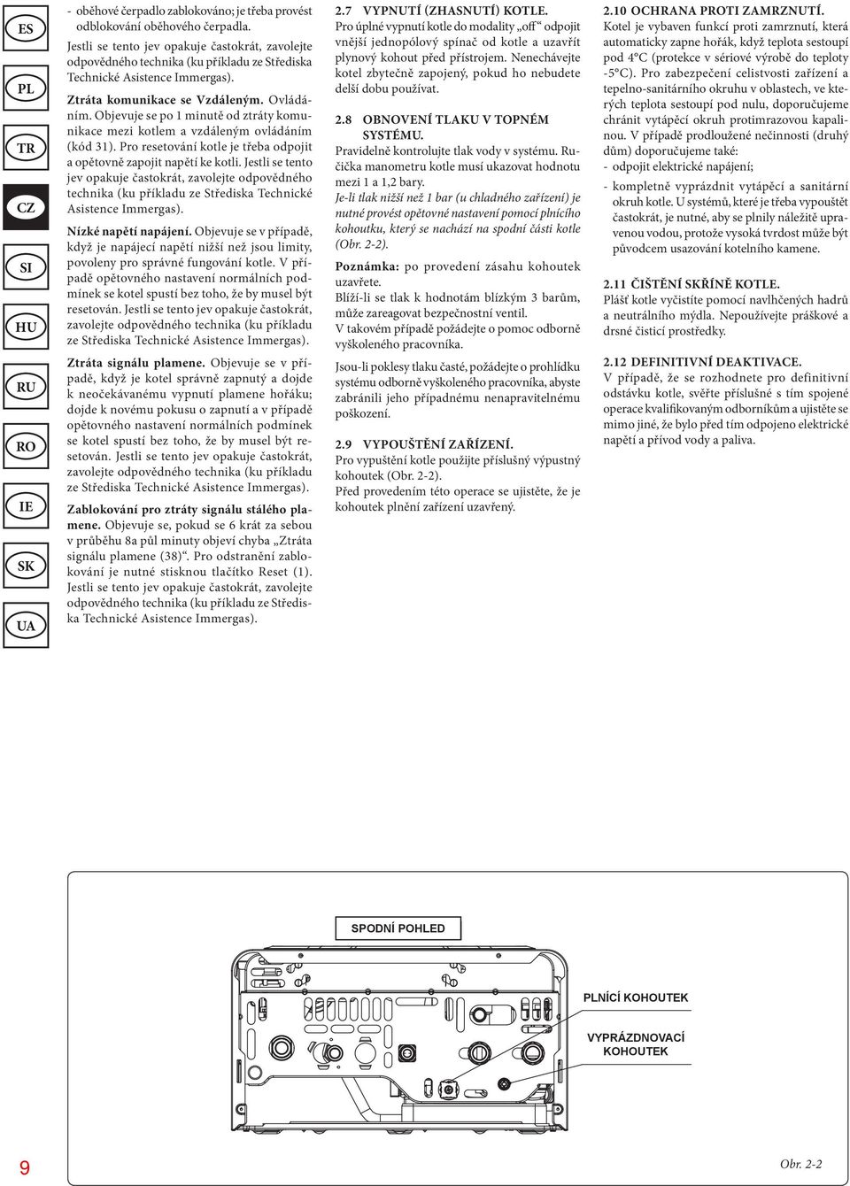Objevuje se po 1 minutě od ztráty komunikace mezi kotlem a vzdáleným ovládáním (kód 31). Pro resetování kotle je třeba odpojit a opětovně zapojit napětí ke kotli.