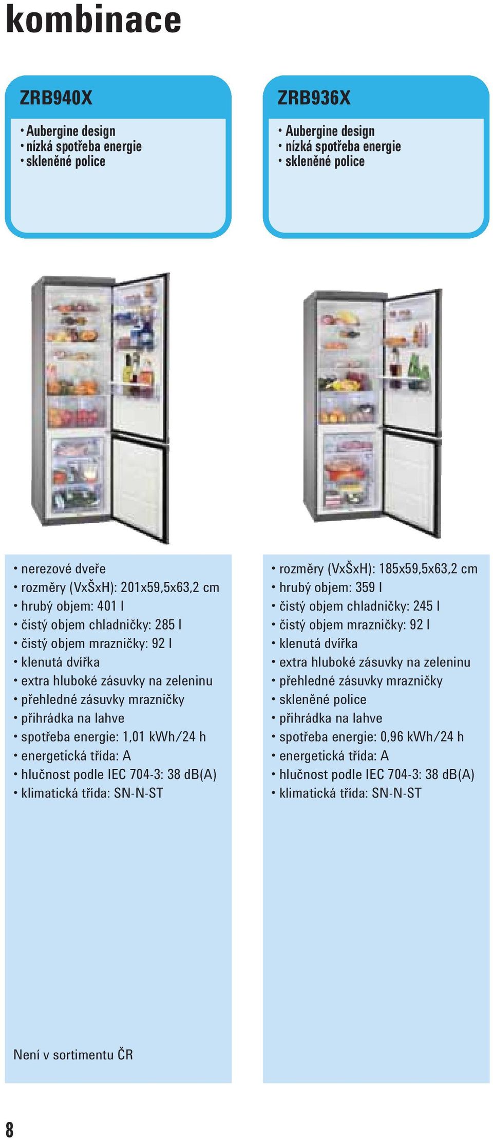 38 db(a) rozměry (VxŠxH): 185x59,5x63,2 cm hrubý objem: 359 l čistý objem chladničky: 245 l čistý objem mrazničky: 92 l extra hluboké