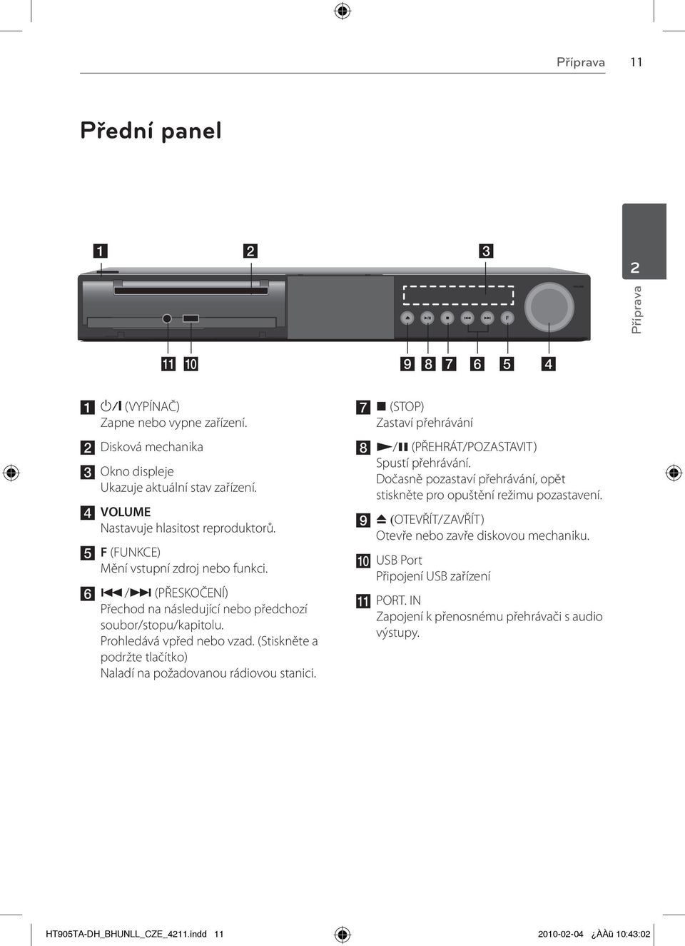 (Stiskněte a podržte tlačítko) Naladí na požadovanou rádiovou stanici. g x (STOP) Zastaví přehrávání h N/X (PŘEHRÁT/POZASTAVIT) Spustí přehrávání.
