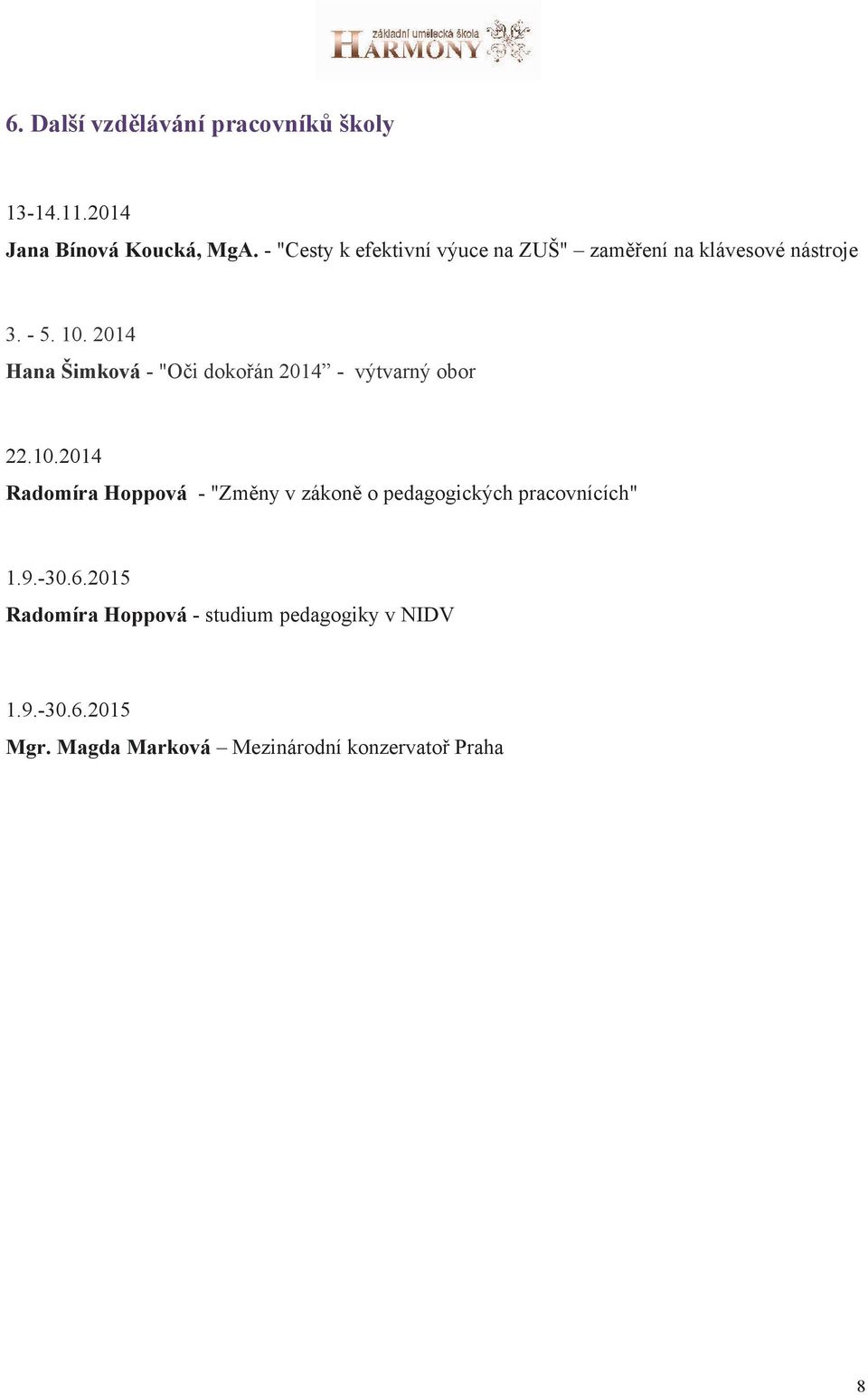 2014 Hana Šimková - "Oči dokořán 2014 - výtvarný obor 22.10.