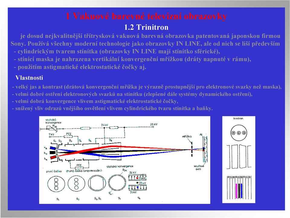 vertikální konvergenční mřížkou (dráty napnuté v rámu), - použitím astigmatické elektrostatické čočky aj.