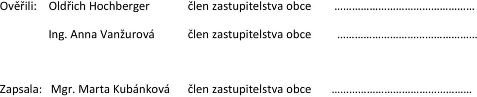Anna Vanžurová člen zastupitelstva