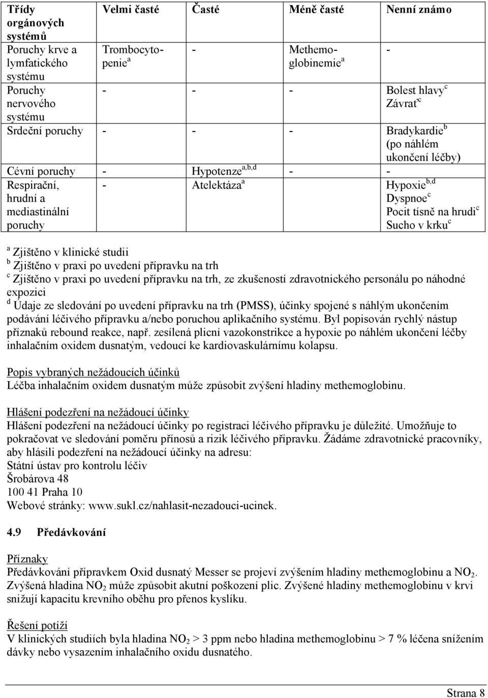 hrudi c Sucho v krku c a Zjištěno v klinické studii b Zjištěno v praxi po uvedení přípravku na trh c Zjištěno v praxi po uvedení přípravku na trh, ze zkušeností zdravotnického personálu po náhodné