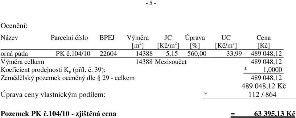 prodejnosti K p (příl. č.