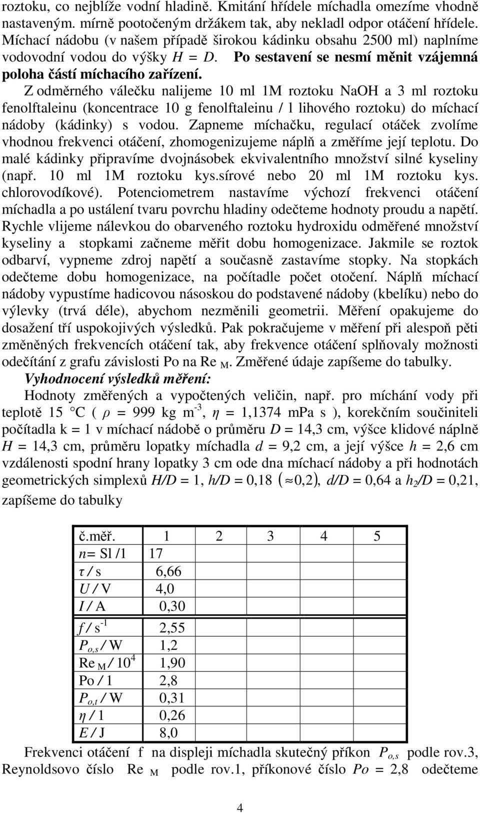 Z odměrného válečku nalijeme 10 ml 1M roztoku NaOH a 3 ml roztoku fenolftaleinu (koncentrace 10 g fenolftaleinu / l lihového roztoku) do míchací nádoby (kádinky) s vodou.