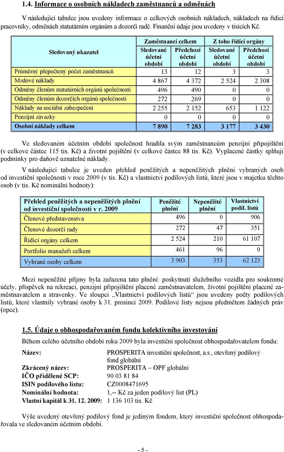 Sledovaný ukazatel Zaměstnanci celkem Sledované účetní období Předchozí účetní období Z toho řídící orgány Sledované účetní období Předchozí účetní období Průměrný přepočtený počet zaměstnanců 13 12