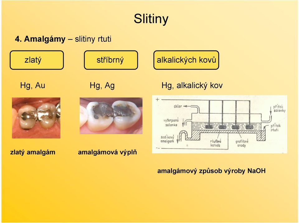 alkalických kovů Hg, Au Hg, Ag Hg,