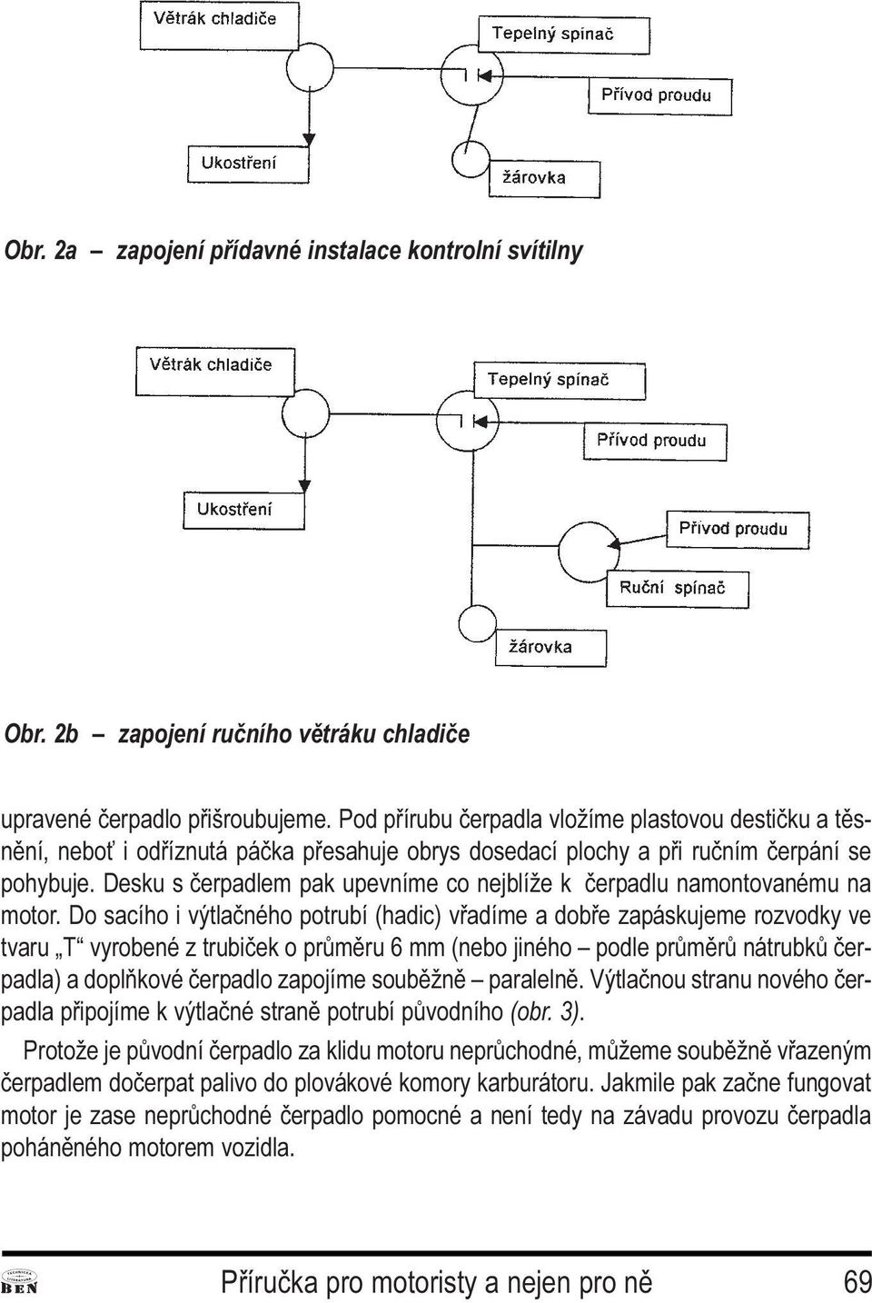 vøadíme a dobøe zapáskujeme rozvodky ve tvaru T vyrobené z trubièek o prùmìru 6 mm (nebo jiného podle prùmìrù nátrubkù èerpadla) a doplòkové èerpadlo zapojíme soubìžnì paralelnì Výtlaènou stranu