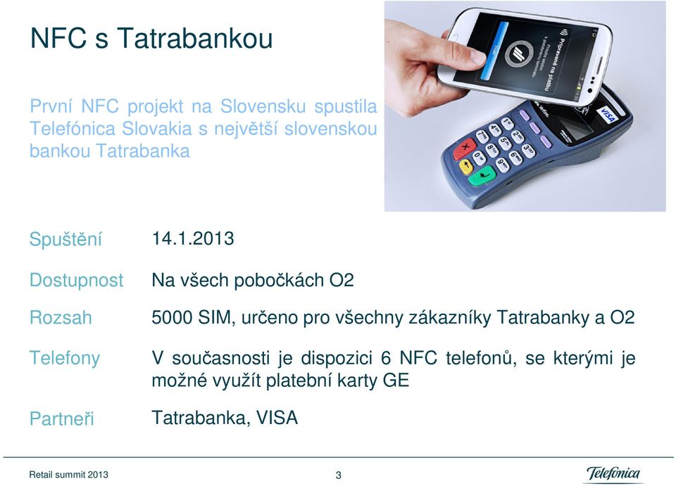 .1.2013 Na všech pobočkách O2 5000 SIM, určeno pro všechny zákazníky Tatrabanky a O2 V
