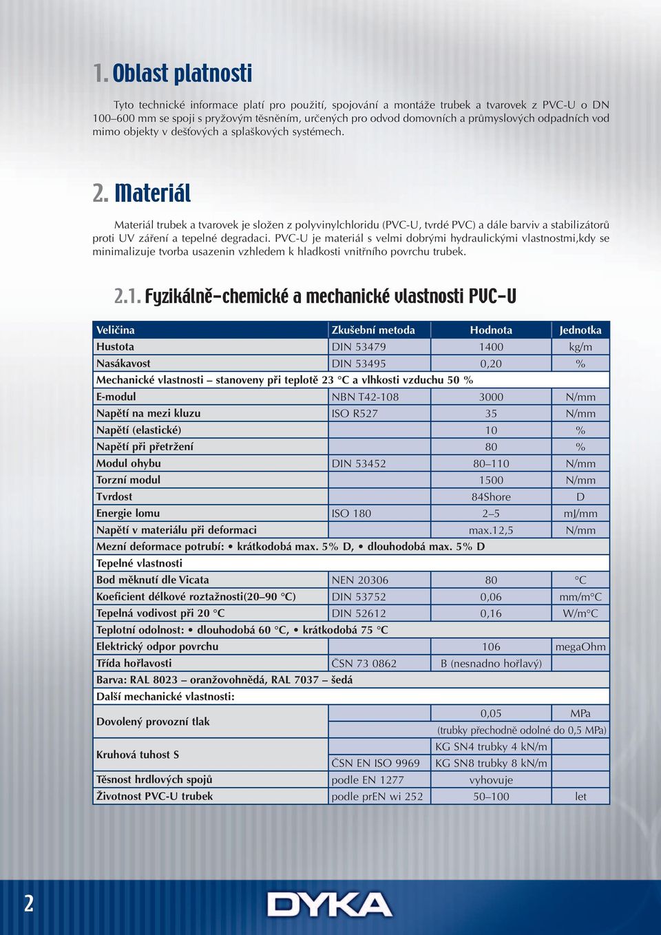 Materiál Materiál trubek a tvarovek je složen z polyvinylchloridu (PVC-U, tvrdé PVC) a dále barviv a stabilizátorů proti UV záření a tepelné degradaci.