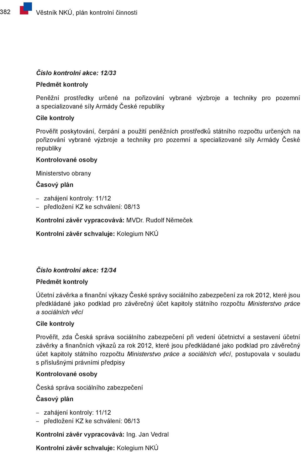 obrany zahájení kontroly: 11/12 předložení KZ ke schválení: 08/13 Kontrolní závěr vypracovává: MVDr.