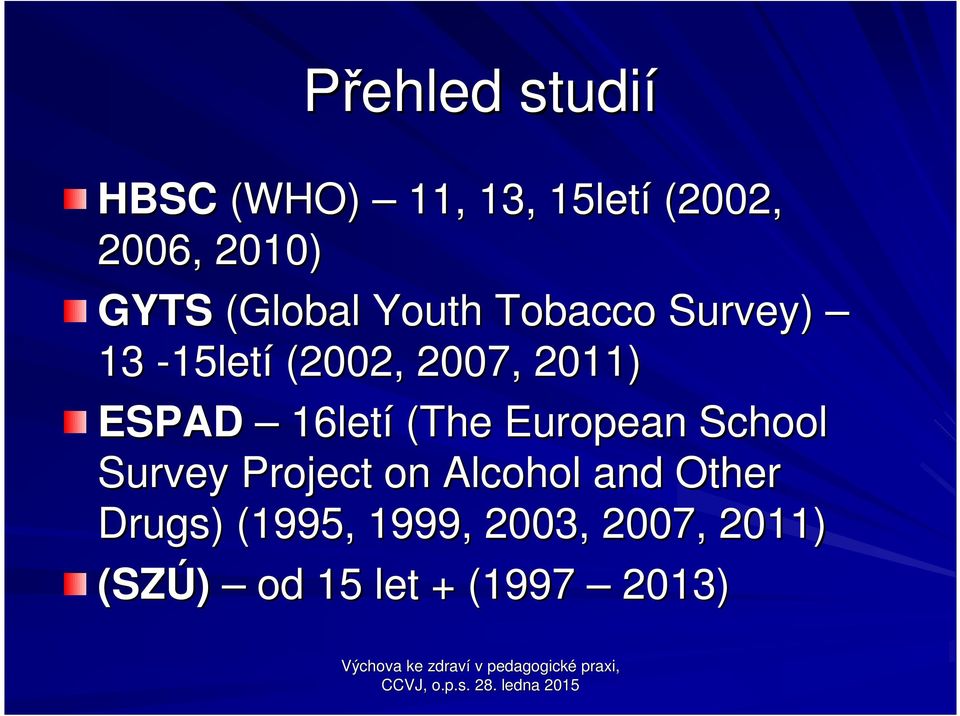 European School Survey Project on Alcohol and Other Drugs) ) (1995, 1999,