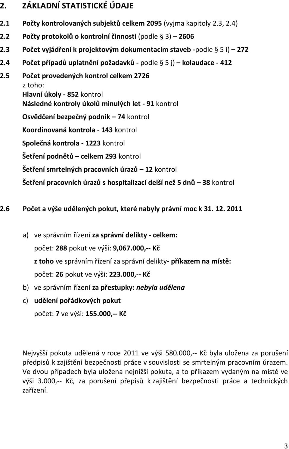 5 Počet provedených kontrol celkem 2726 z toho: Hlavní úkoly - 852 kontrol Následné kontroly úkolů minulých let - 91 kontrol Osvědčení bezpečný podnik 74 kontrol Koordinovaná kontrola - 143 kontrol