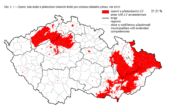 2: Překročení imisních limitů pro ochranu zdraví lidí pro rok 2010 v Ústeckém kraji Zóna Ústecký kraj Zdroj: