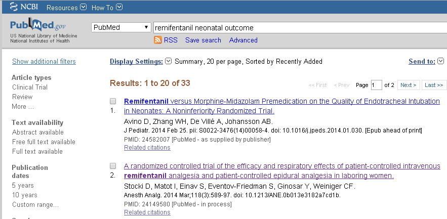 Remifentanil a novorozenecký outcome PubMed