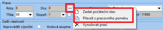 IX. Záložka Pracovní poměry Pracovní poměr Počátek výkonu zaměstnání účast na nemocenském pojištění pole