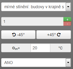 ENERGETIKA Ve formuláři ZÁKLADNÍ ÚDAJE doplněna tlačítka pro otáčení budovy na světové strany například pro jednoduché