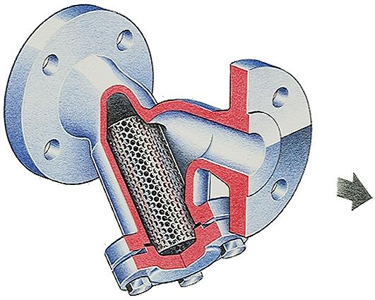 Filtr do potrubí Velká plocha síta filtru Nízká tlaková ztráta Vysoký průtokový součinitel K v 9 Provedení pneupohonu nízkoprofilové