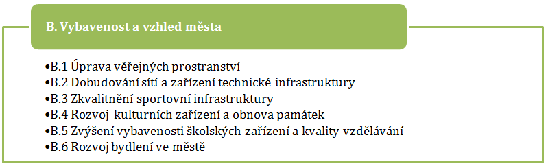 Vybavenost a vzhled města Pilíř zahrnuje většinu investičních projektů vedoucích k zvýšení vybavenosti města a zlepšení jeho vzhledu.