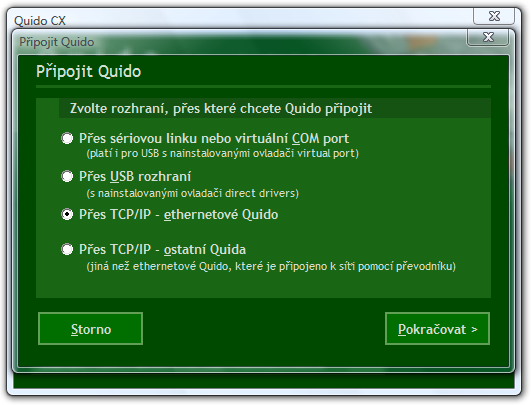 Quido ETH 30/3 60/3 100/3 Papouch s.r.o. N a s t a v e n í I P a d r e s y 1) Spusťte software Quido CX. V okně z obr.