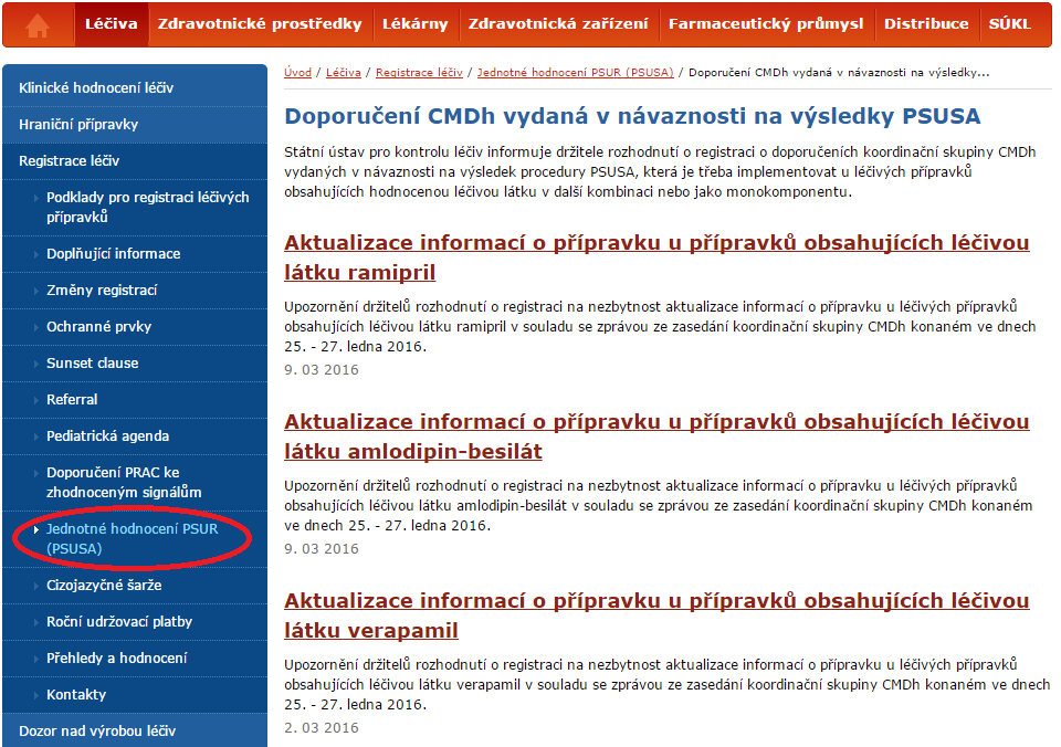 42 Doporučení CMDh v návaznosti na výsledky