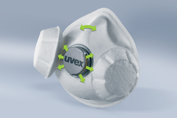 uvex silv-air e Respirátory, trieda FFP 3 uvex silv-air 7333 uvex 3D silv-air nová dimenzia v dýchacej ochrane Výnimočná dýchacia ochranná polomaska perfektne sedí na tvári.