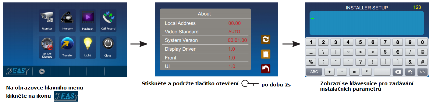 3 Zapojení Připojení sběrnice - BUS Připojení externího zvonku (od bytových dveří) 1,2 nepoužito 3- Přepínač se nastavuje do polohy ON pouze u posledního při paralelním řazení.