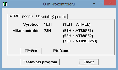 Obrázek 55 Programátor 8051 terminál sériové linky 8.3.