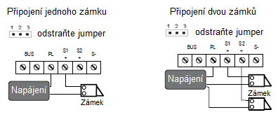 1.5 Připojení elektrického zámku 1.5.1 Otevírání zámku s použitím vnitřního zdroje Zámek při tomto typu zapojení musí být typu NC (k otevření potřeba připojit napájení), max. 12V, max.