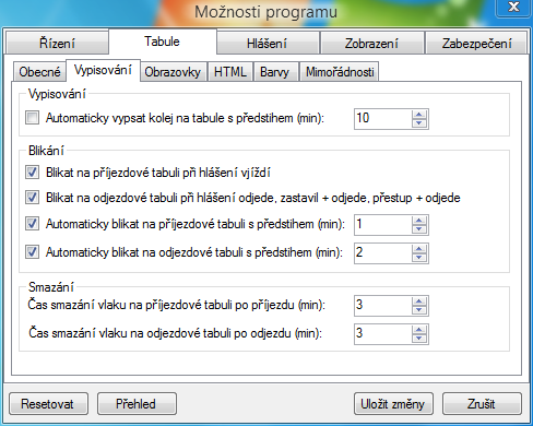 Nastavení Program je v mnoha ohledech