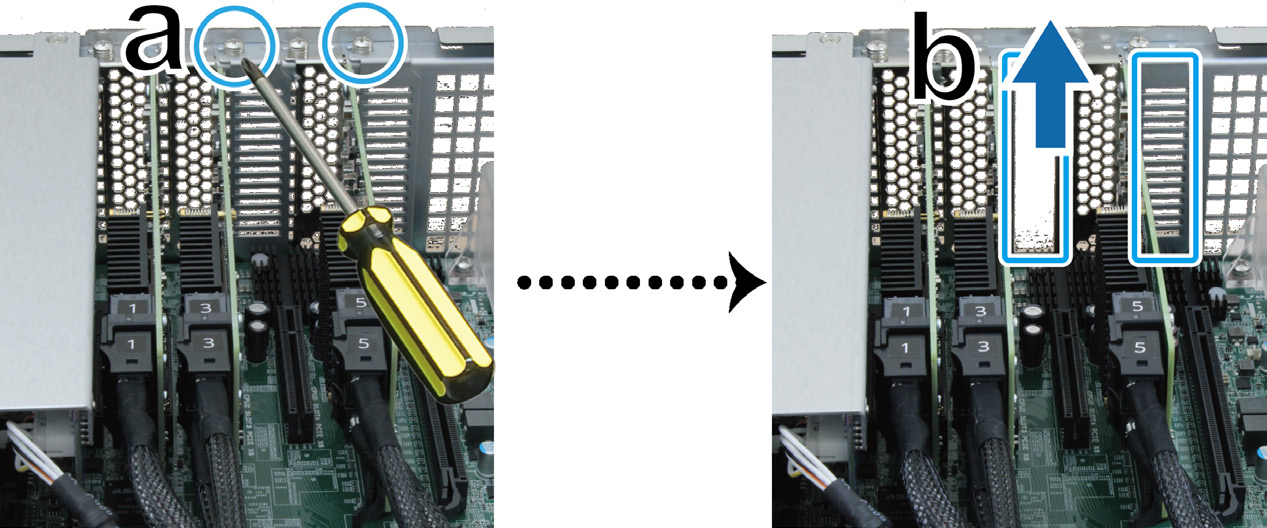 Zapojení přídavných karet PCIe do zařízení FlashStation Zařízení FlashStation se dodává s jedním slotem PCIe x8 a jedním slotem PCIe x16.