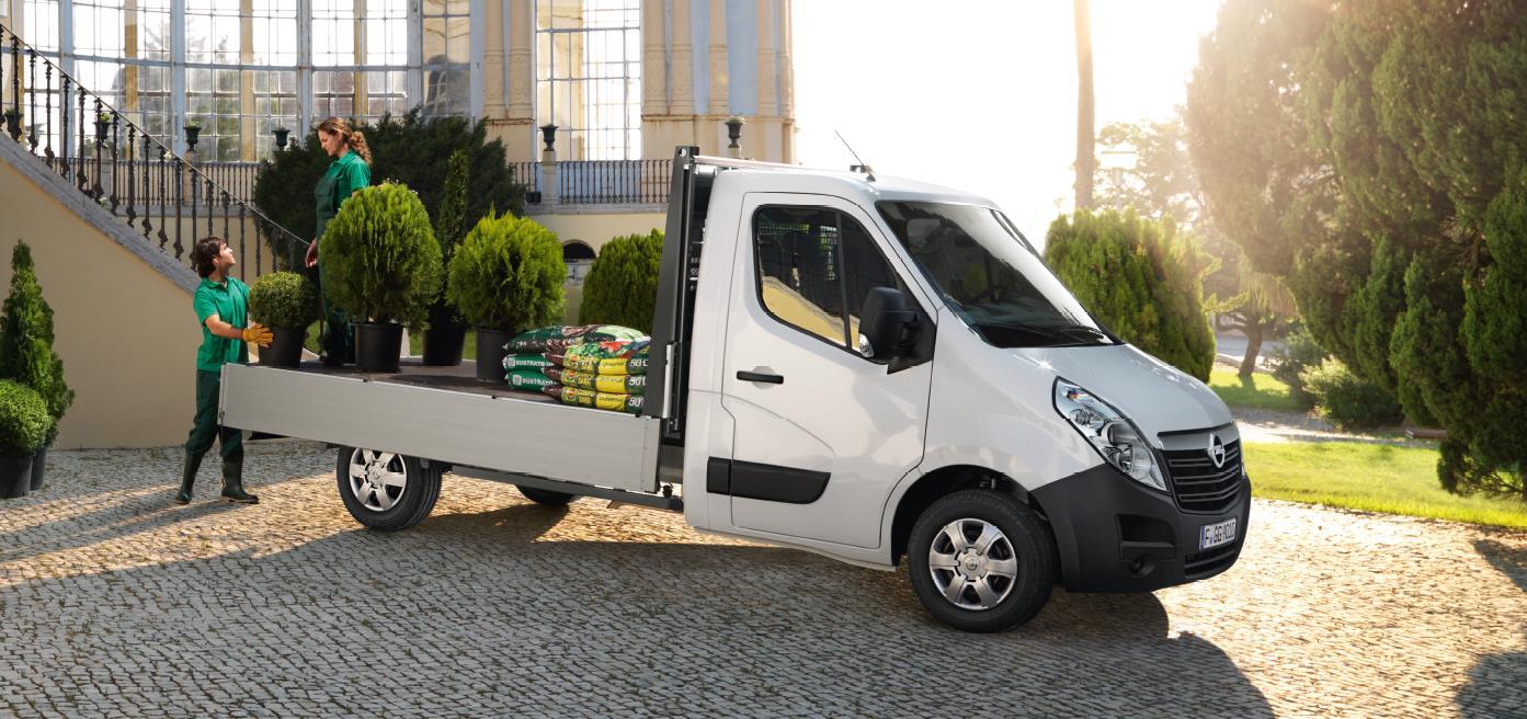 OPEL Movano Valník už za 19 25 Vaše úžitkové vozidlo Opel = Vaša výhoda * Opel FlexCare Záruka BASIC 5 rokov alebo 15 km (2 roky komplet + 3 roky motor, rozvodovka, prevodovka) Opel Assistance úplná