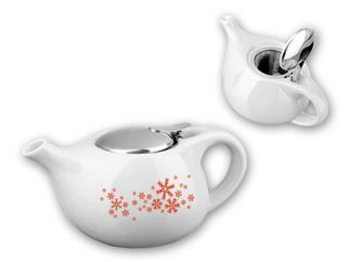 8835806MA Čajník s hrnčekom 2 v 1 kvalitný porcelánový čajový hrnček (200 ml), kanvica na čaj (400ml) a tanierik s očarujúcim designom pre dokonalú vianočnú atmosféru.