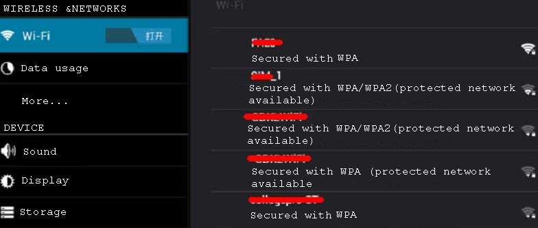 3.1.2 Pripojenie Wi Fi k sieti Na obrázku je zobrazený päť zdrojov wi-fi signálu, ktoré sú pomenované. Každý názov znamená Wi-Fi pripojenie a jeho údaje, ako je napríklad intenzita.